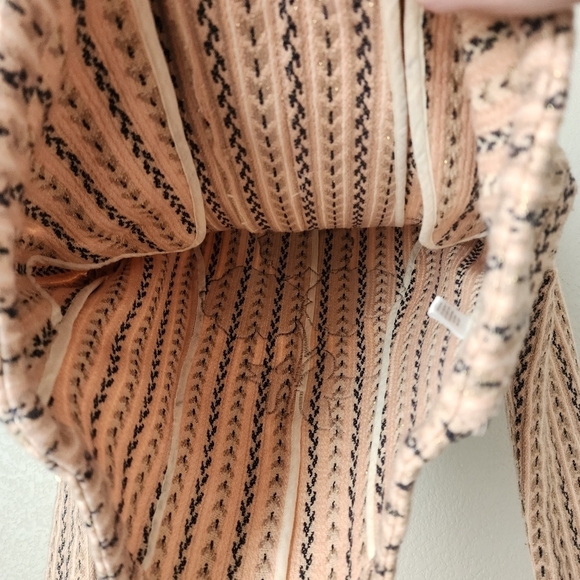 MISA NOEMIE Tweed Floral Embroidered metallic full zip jacket bell sleeve XS - Picture 6 of 11